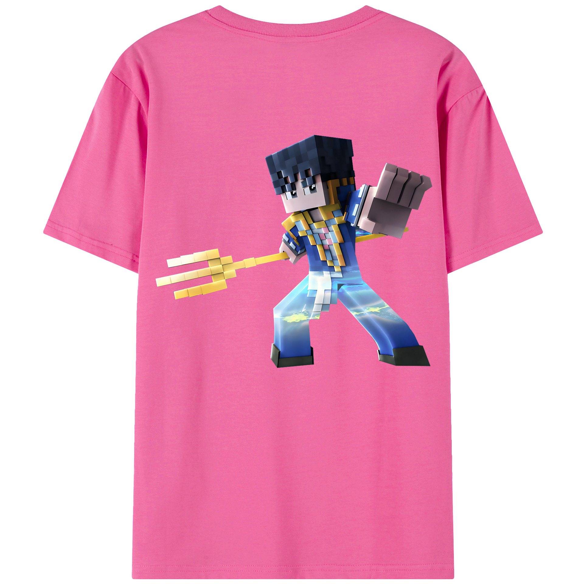 （画像用） マインクラフト ブロックの世界 Minecraft MC Block world レディース半袖Tシャツ(バックプリント)
